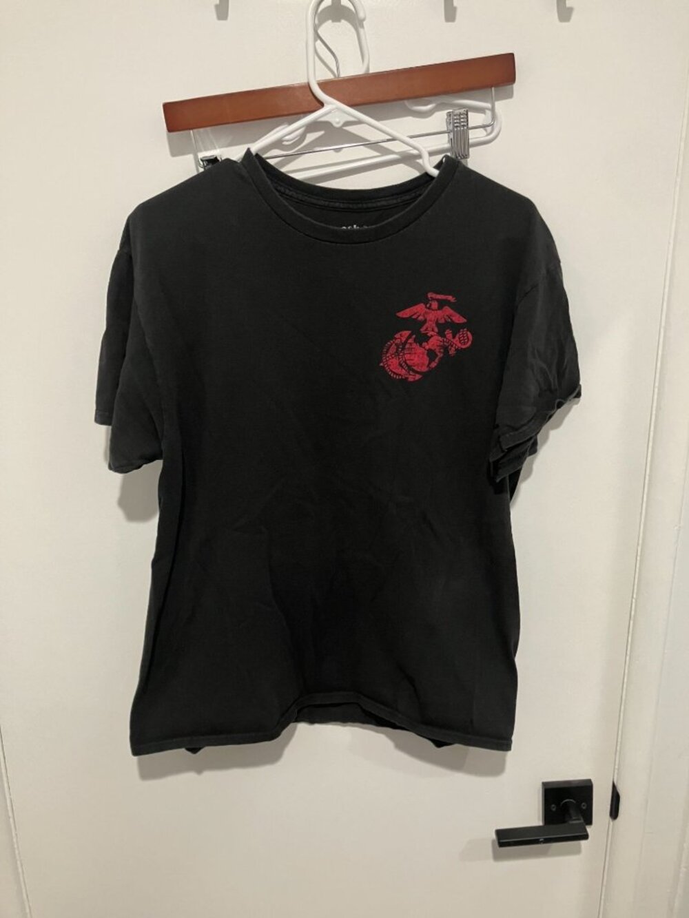 Black Ink Design USMC Marine Corps Red EGA Men's 2-Sided Logo Graphic T-Shirt
